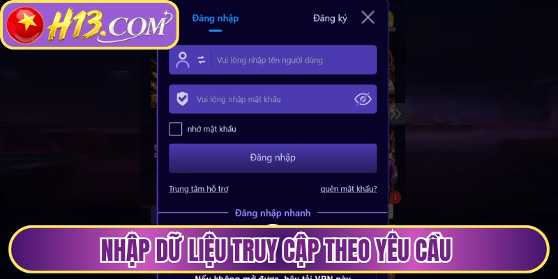 Nhập dữ liệu truy cập theo yêu cầu 